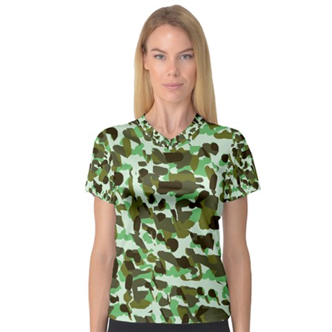 Brownish Green Camo V-neck Sport Mesh Tee by snowwhitegirl