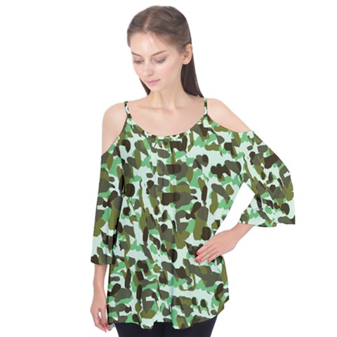 Brownish Green Camo Flutter Tees by snowwhitegirl