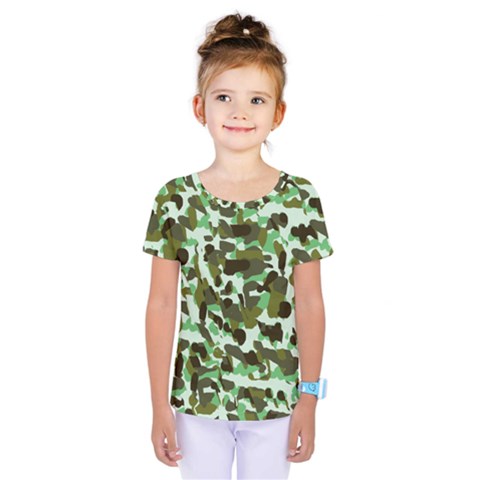 Brownish Green Camo Kids  One Piece Tee by snowwhitegirl