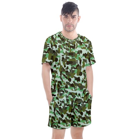 Brownish Green Camo Men s Mesh Tee And Shorts Set by snowwhitegirl