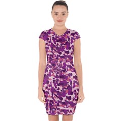 Pink Camo Capsleeve Drawstring Dress 