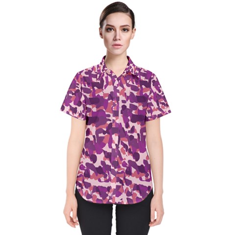 Pink Camo Women s Short Sleeve Shirt by snowwhitegirl