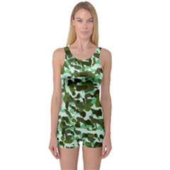 Green Camo One Piece Boyleg Swimsuit