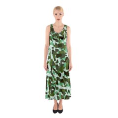 Green Camo Sleeveless Maxi Dress