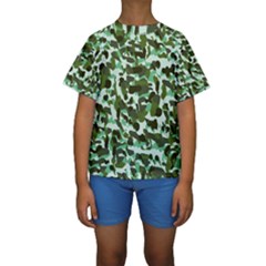 Green Camo Kids  Short Sleeve Swimwear