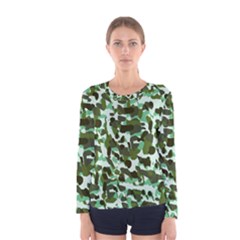 Green Camo Women s Long Sleeve Tee