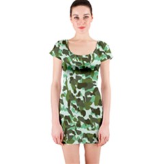 Green Camo Short Sleeve Bodycon Dress