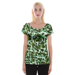 Green Camo Cap Sleeve Tops