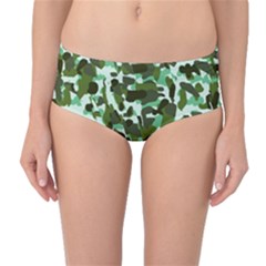 Green Camo Mid-Waist Bikini Bottoms