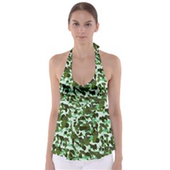 Green Camo Babydoll Tankini Top