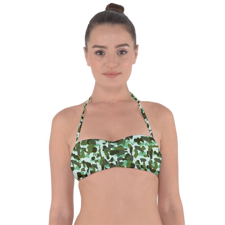 Green Camo Halter Bandeau Bikini Top