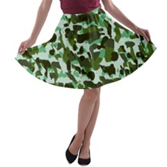 Green Camo A-line Skater Skirt