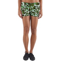 Green Camo Yoga Shorts by snowwhitegirl