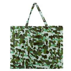 Green Camo Zipper Large Tote Bag