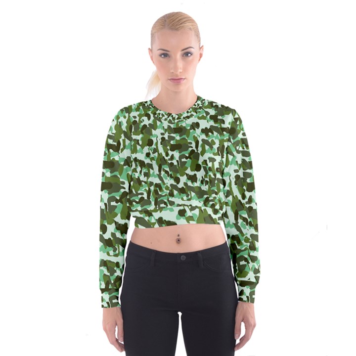 Green Camo Cropped Sweatshirt