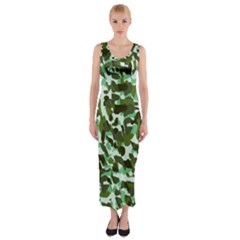 Green Camo Fitted Maxi Dress