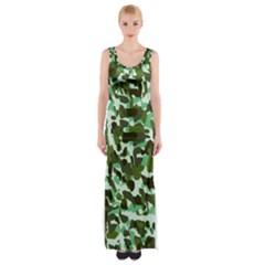 Green Camo Maxi Thigh Split Dress