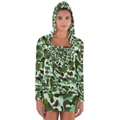 Green Camo Long Sleeve Hooded T-shirt