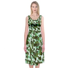 Green Camo Midi Sleeveless Dress