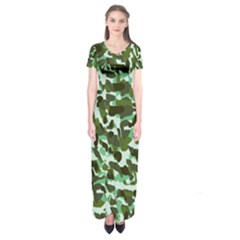 Green Camo Short Sleeve Maxi Dress