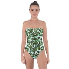 Green Camo Tie Back One Piece Swimsuit