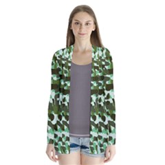 Green Camo Drape Collar Cardigan