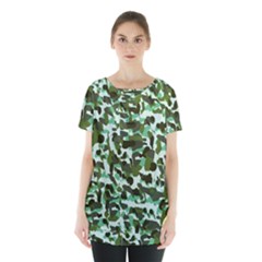 Green Camo Skirt Hem Sports Top