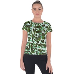 Green Camo Short Sleeve Sports Top 