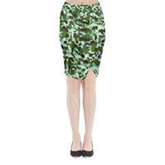 Green Camo Midi Wrap Pencil Skirt