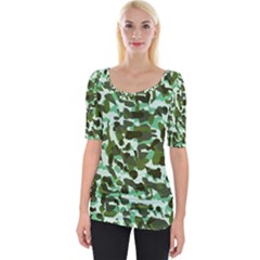 Green Camo Wide Neckline Tee