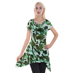 Green Camo Short Sleeve Side Drop Tunic