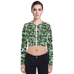 Green Camo Zip Up Bomber Jacket