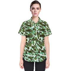 Green Camo Women s Short Sleeve Shirt