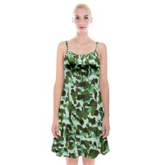 Green Camo Spaghetti Strap Velvet Dress