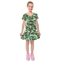 Green Camo Kids  Short Sleeve Velvet Dress