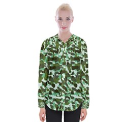 Green Camo Womens Long Sleeve Shirt