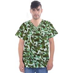 Green Camo Men s V-Neck Scrub Top