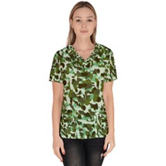 Green Camo Scrub Top