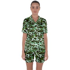 Green Camo Satin Short Sleeve Pyjamas Set