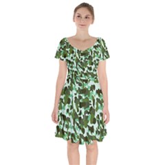 Green Camo Short Sleeve Bardot Dress