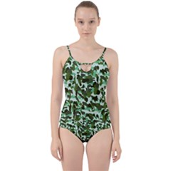 Green Camo Cut Out Top Tankini Set