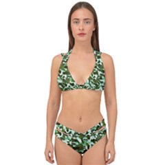 Green Camo Double Strap Halter Bikini Set