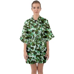 Green Camo Quarter Sleeve Kimono Robe