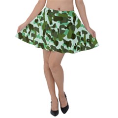 Green Camo Velvet Skater Skirt