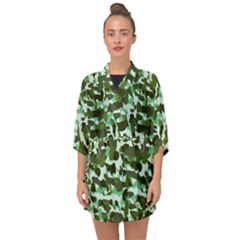 Green Camo Half Sleeve Chiffon Kimono