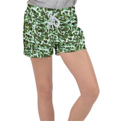 Green Camo Women s Velour Lounge Shorts by snowwhitegirl