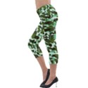 Green Camo Lightweight Velour Capri Leggings  View3