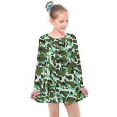 Green Camo Kids  Long Sleeve Dress