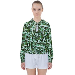 Green Camo Women s Tie Up Sweat