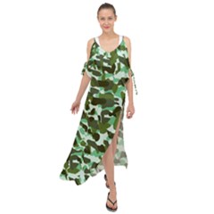 Green Camo Maxi Chiffon Cover Up Dress